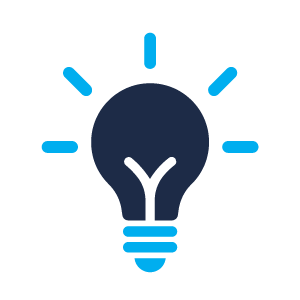 Light bulb with rays representing ideas and inspiration.