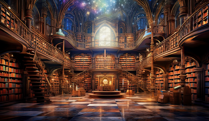 Picture of a magical library